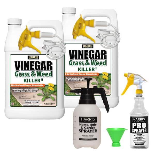 Harris 256 oz. 20% Vinegar Weed Killer and One 32 oz. and One 55 oz. Spray Bottle (2-Pack)