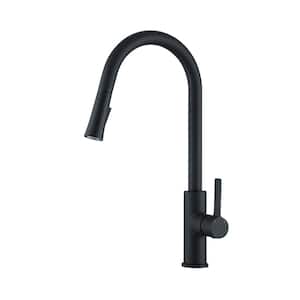 Aria Single Handle Pull Down Sprayer Kitchen Faucet in Matte Black