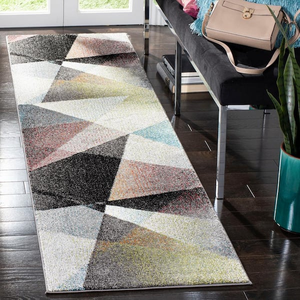 Porcello 2 ft. x 10 ft. Gray/Multi Abstract Runner Rug
