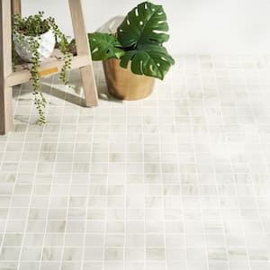 Saroshi Dolomite Snow 11.81 in. x 11.81 in. Matte Porcelain Marble Look Floor and Wall Mosaic Tile (0.96 sq. ft./Each)