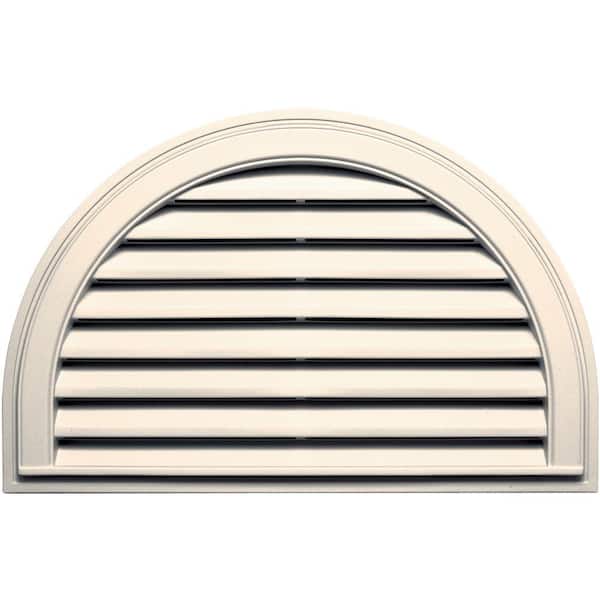 Builders Edge 34.1875 in. x 22.128 in. Half Round Beige/Bisque Plastic Built-in Screen Gable Louver Vent