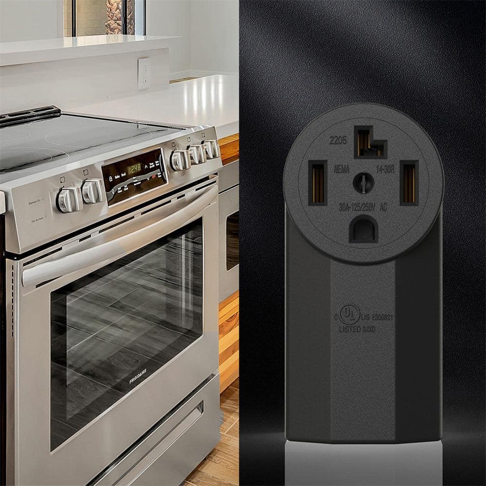 Black Thermoplastic 30A Tamper Resistant Single Outlet