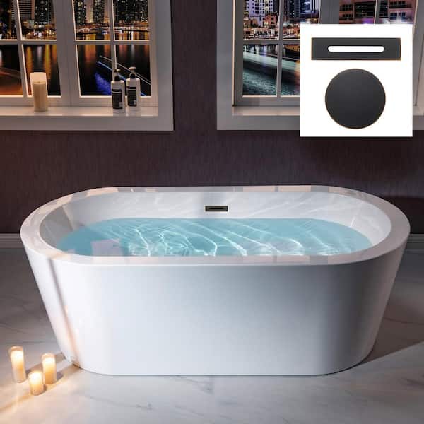 WOODBRIDGE COSI 66.375 in. Acrylic Freestanding Bathtub with Drain and Overflow Included in White