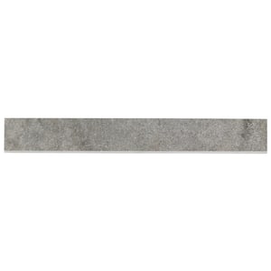 Dominion Slate Gray 3.14 in. x 23.62 in. Matte Limestone Look Porcelain Bullnose Wall Tile Trim
