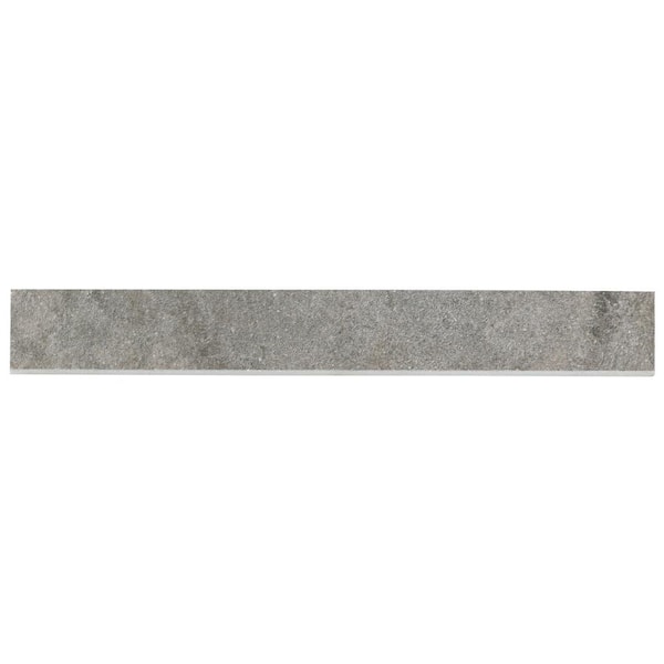 Ivy Hill Tile Dominion Slate Gray 3.14 in. x 23.62 in. Matte Limestone Look Porcelain Bullnose Wall Tile Trim