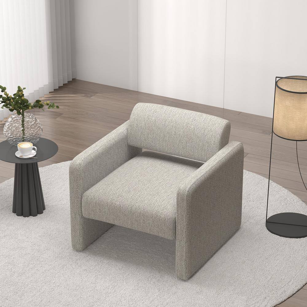 Single Sofa Chair 30.9 in. W Straight Arm Velvet Square Sofa in Beige Strip