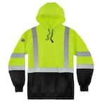 GloWear Men's Medium Lime and Black Class 3-Pullover Hi-Vis Hooded Sweatshirt