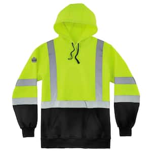 GloWear Men's X Large Lime and Black Class 3-Pullover Hi-Vis Hooded Sweatshirt