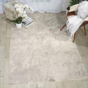 Maxell Ivory/Grey 4 ft. x 6 ft. Abstract Contemporary Area Rug