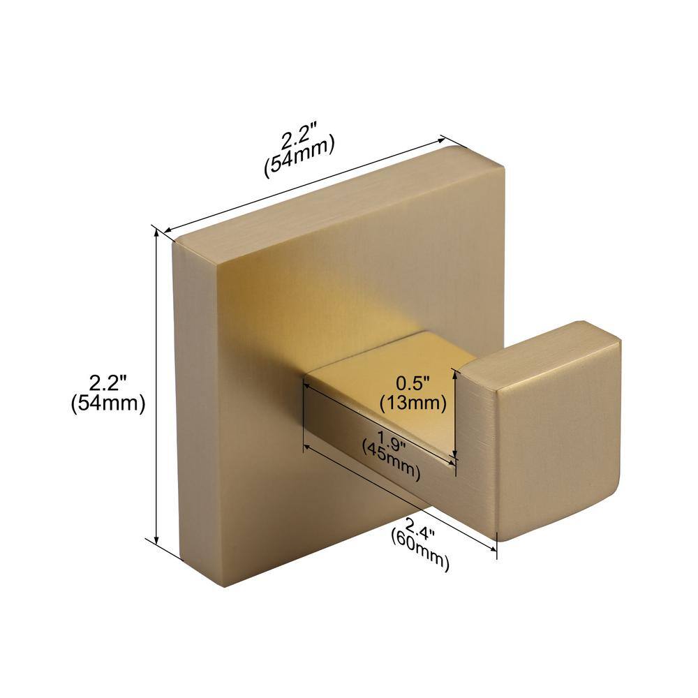 Brushed Gold Stainless Steel Wall Mounted J-Hook Set