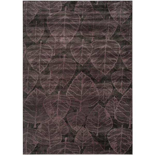 Vintage 8 ft. x 10 ft. Charcoal/Multi Contemporary Botanical Area Rug