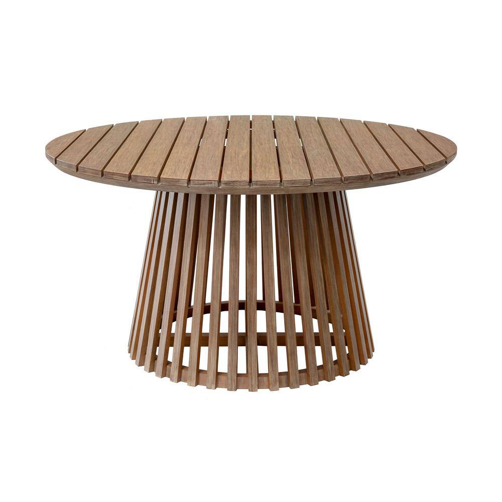 Escondido 55" Round Light Eucalyptus Outdoor Dining Table
