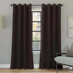 Oslo Theater Grade Dark Chocolate Polyester Solid 52 in. W x 63 in. L Thermal Grommet Blackout Curtain