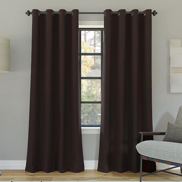 Sun Zero Oslo Theater Grade Dark Chocolate Polyester Solid 52 in. W x 84 in. L Thermal Grommet Blackout Curtain