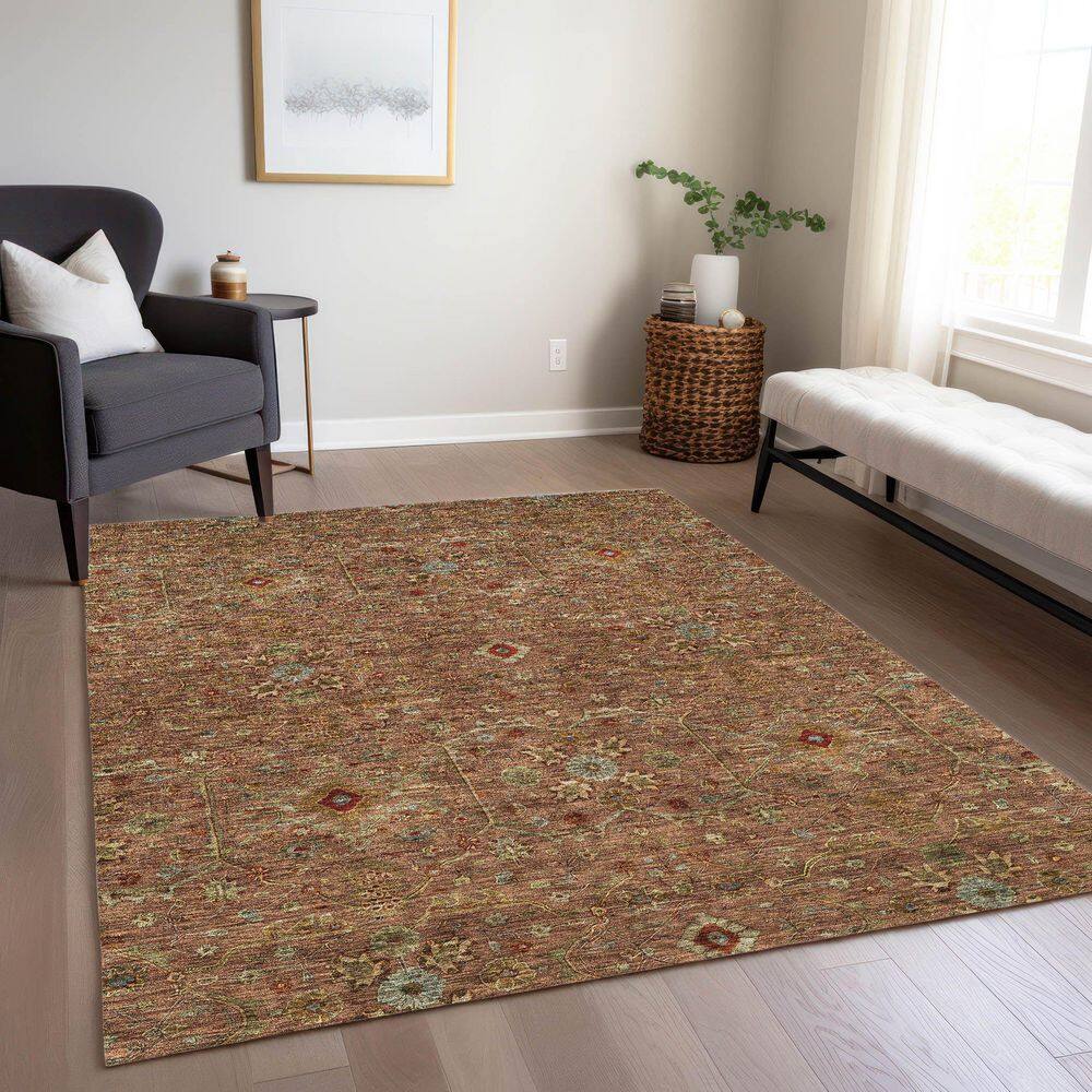 Paprika Flat Woven Synthetic Washable Rectangular Rug