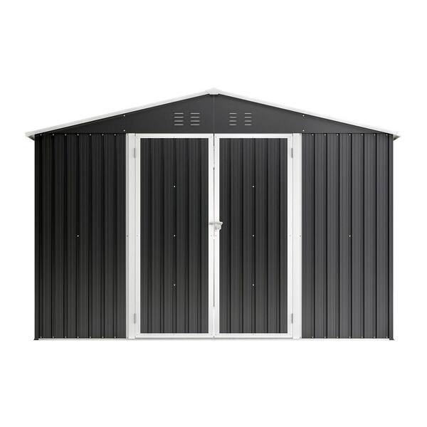 10 ft. W x 12 ft. D Metal Shed with Lockable Doors, All Weather Outdoor Storage Shed for Garden, Patio (120 sq. ft.)