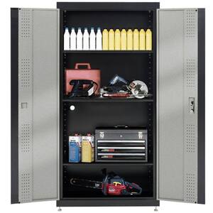 Steel Freestanding Garage Cabinet in Black and Gray (46 in. W x 72 in. H x 24 in. D)