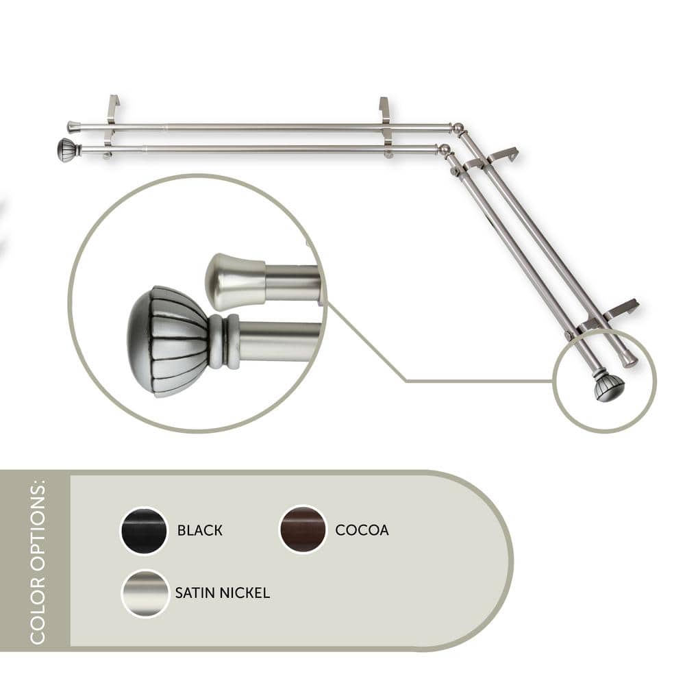 Magnolia Corner Window 48 in. - 84 in., 13/16 in. Dia Double Curtain Rod in Satin Nickel price history on PriceWatchPro