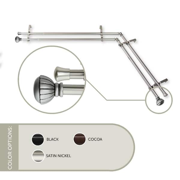 Rod Desyne Magnolia Corner Window 120 in. - 170 in., 13/16 in. Dia Double Curtain Rod in Satin Nickel