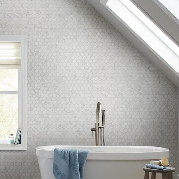 Ceramic Hexagon Mosaic Floor, Hexagon Floor Tile Bathroom Home Depot