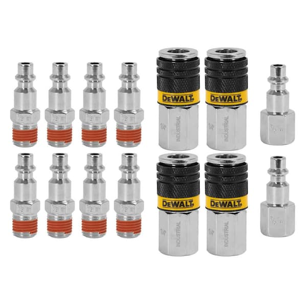 DEWALT 1/4 in. NPT Industrial Couplers and Plugs, Includes: 4-Female Couplers, 8-Male Plugs, and 2-Female Plugs
