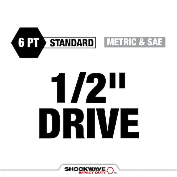 SHOCKWAVE Impact-Duty 1/2 in. Drive Metric and SAE Standard Impact Socket Set (27-Piece)