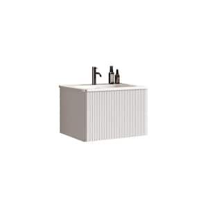 24 in. W x 18.3 in. D x 15.6 in. H Single Sink Wall-Mounted Bath Vanity in White with White Ceramic Top