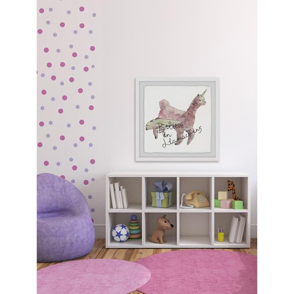 Unbranded 24 in. H x 24 in. W "Believe in Llamacorns" by Marmont Hill Framed Printed Wall Art