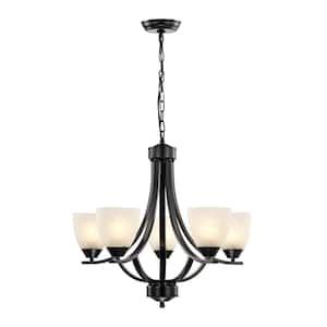 Irmeli 5-Light Black Chandelier for Living/Dining Room, Foyer, Bedroom, Office with No Bulbs Included