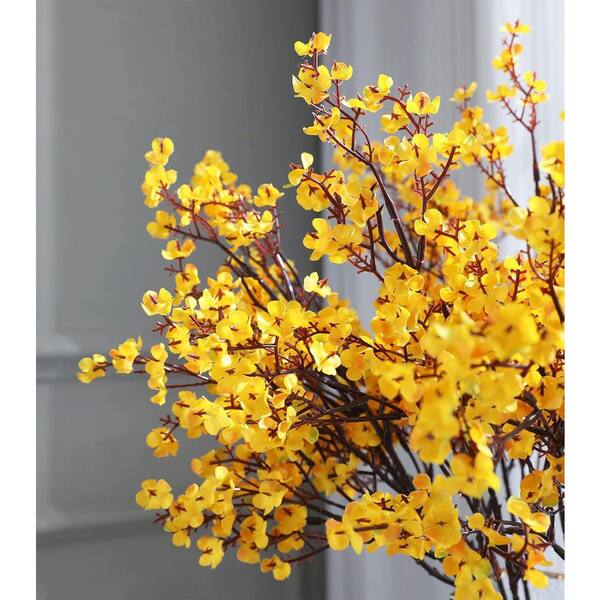 10-Piece 19.3 in. Yellow Artificial Babys Breath Fake Silk Flowers