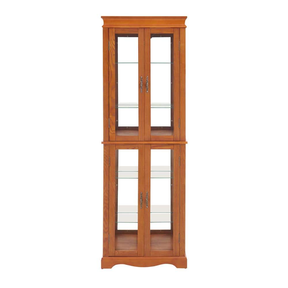 26 in. W x 11.81 in. D x 70.08 in. H Brown Wood Linen Cabinet with Doors an