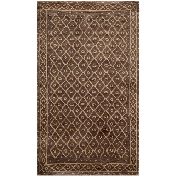 Tibetan 6 ft. x 9 ft. Lavander Diamond Border Area Rug