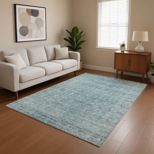 Mayfield Premium Machine Washable Abstract AMF1775 Sky 9 ft. x 12 ft. Area Rug