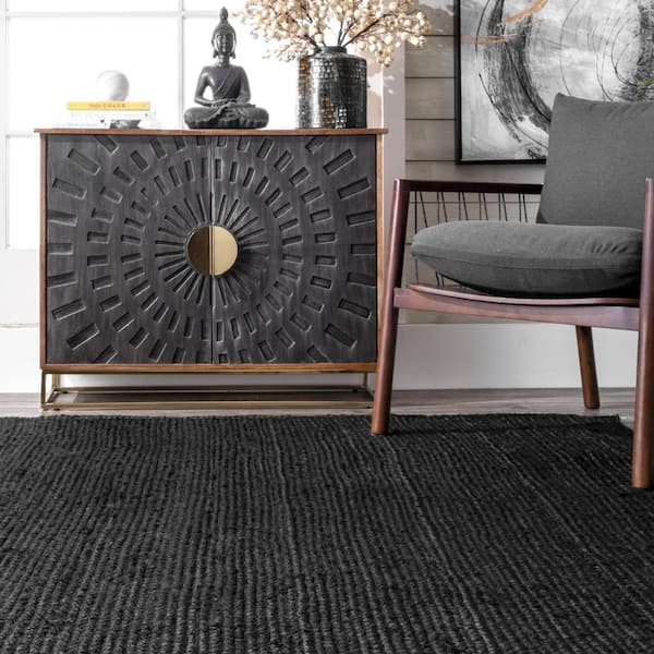 nuLOOM Rigo Chunky Loop Jute Black 3 ft. x 6 ft. Farmhouse Runner Rug  TAJT03C-2606 - The Home Depot