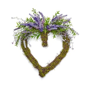 16 in. Artificial Lavender Heart Wreath