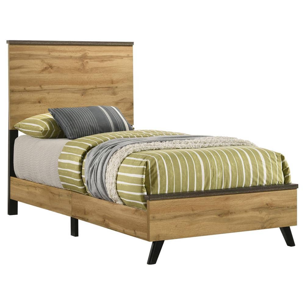 Kaywood Natural Pine and Weathered Brown Wood Frame Twin Panel Bed