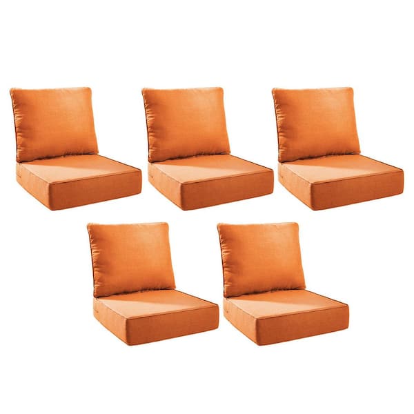 Bellefurn Duraolex 24 in. W x 24 in. D x 6 in. Thick Square 10-Piece Deep Seating Outdoor Lounge Chair Olefin Cushion in Orange