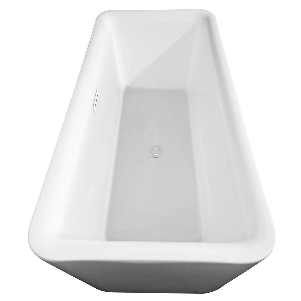 Emily 69'' Shiny White Acrylic Freestanding Soaking Bathtub