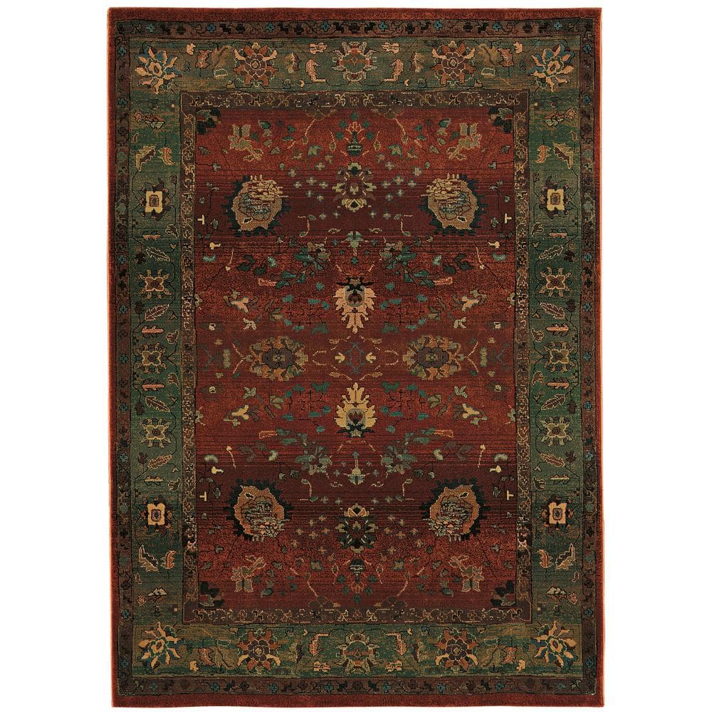 Kaiden Red/Green 5 ft. X 8 ft. Floral Area Rug 043120 The Home Depot