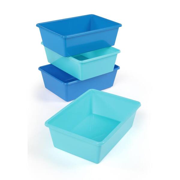 Tot Tutors Blue and Teal Large Plastic Storage Bins (Set of 4) XL104 - The  Home Depot