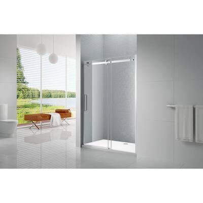 Primo 60 in. L x 36 in. W x 78 in. H Alcove Shower Kit with Sliding Frameless Shower Door in Chrome and Shower Pan
