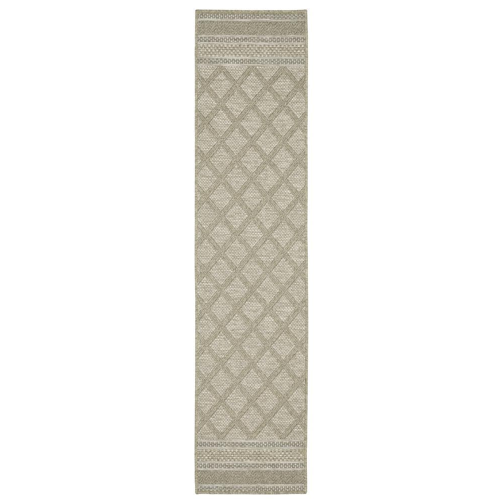 Thrasher Beige 2 ft. x 8 ft. Geometric Lattice Polypropylene Indoor/Outdoor Runner Area Rug price history on PriceWatchPro