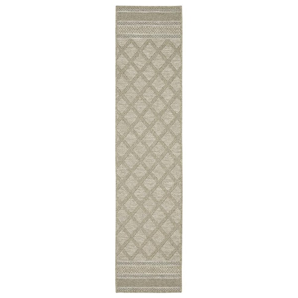 AVERLEY HOME Thrasher Beige 2 ft. x 8 ft. Geometric Lattice Polypropylene Indoor/Outdoor Runner Area Rug