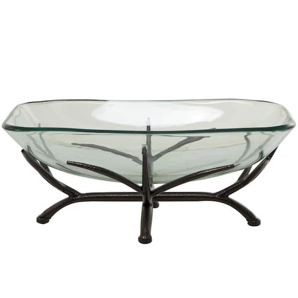 Litton Lane Clear Kitchen 3 Tiered Decorative Serving Bowl with Black Metal Branch Stand