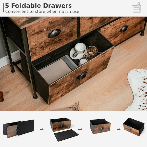  5-Piece Vintage Wooden Chest Organizer Set - Single to 5-Drawer  Storage Chests - Stackable or Standalone : Home & Kitchen