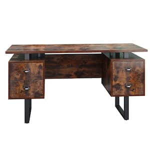 Saint Birch Cambridge 59 in. Brown Wood Pedestal Desk