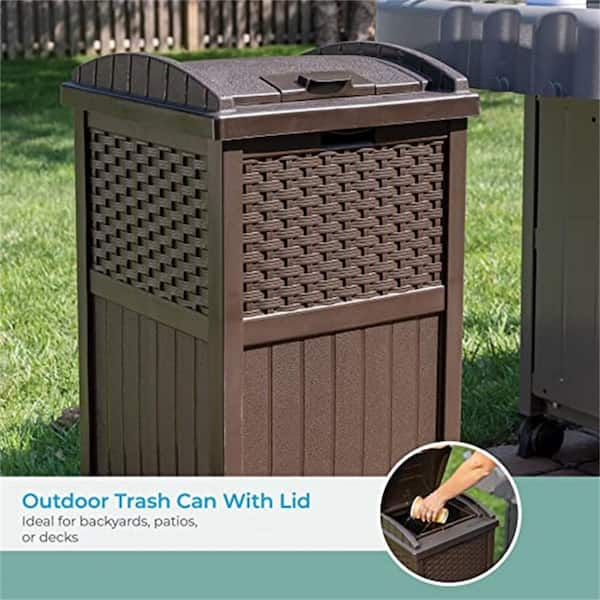 Leisure Season 65 in. x 38 in. x 53 in. Cedar Brown Trash Can