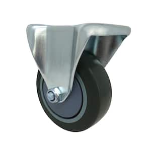 4 in. Gray Rubber Like TPR and Steel Rigid Plate Caster with 250 lb. Load Rating