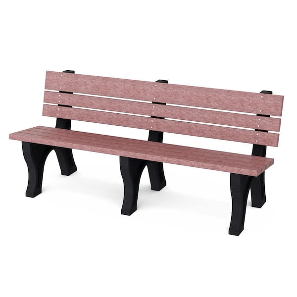 Wildridge Heritage 6 ft. Cherrywood and Black HDPE Plastic Outdoor Park Bench