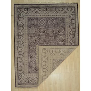 Purple 9 ft. x 12 ft. Hand-Knotted Wool Khotan Weave Area Rug